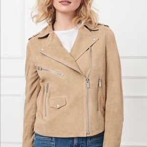 Anine Bing / suede leather  beige biker Benjamin Moto Jacket XS
